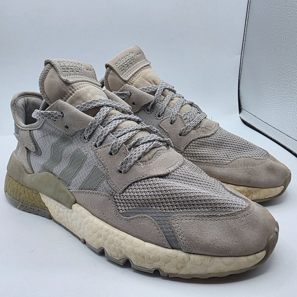 Adidas Nite Jogger Gold Metallic Boost EVM Mens Sise 9 Gray Shoes Athletic Walk